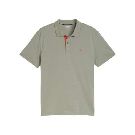 Polo en coton kaki uni avec une coupe droite et...