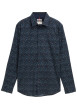 Thumbnail Chemise en coton marine à motifs avec une coupe droite et un col boutonné