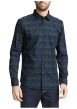 Thumbnail Chemise en coton marine à motifs avec une coupe droite et un col boutonné - Image 3