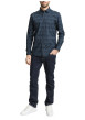 Thumbnail Chemise en coton marine à motifs avec une coupe droite et un col boutonné - Image 5