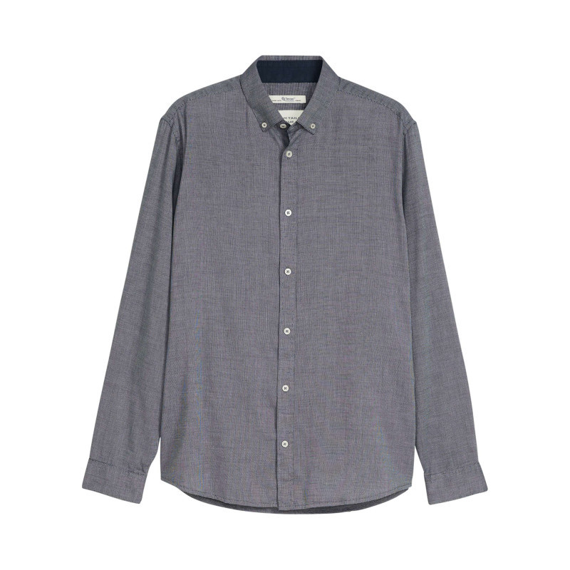 Tom Tailor - Chemise Grise Uni Avec Une Coupe Ajustée Et Un Col Boutonné - Gris