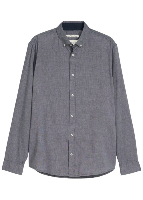 Chemise grise uni avec une coupe ajustée et un col boutonné