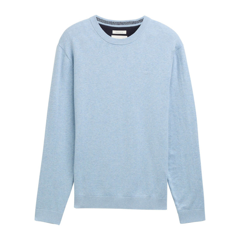 Tom Tailor - Pull En Coton Ciel Uni Avec Une Coupe Droite Et Un Logo Brodé à La Poitrine - Bleu Clair Tom Tailor - Pull En Coton Ciel Uni Avec Une Coupe Droite Et Un Logo Brodé à La Poitrine - Bleu Clair