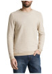 Thumbnail Pull en coton beige à rayures avec une coupe droite et un col rond - Image 2