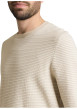 Thumbnail Pull en coton beige à rayures avec une coupe droite et un col rond - Image 3