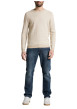 Thumbnail Pull en coton beige à rayures avec une coupe droite et un col rond - Image 5
