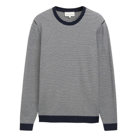 Pull en coton marine à rayures avec une coupe...