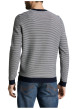 Thumbnail Pull en coton marine à rayures avec une coupe droite et un col rond - Image 4