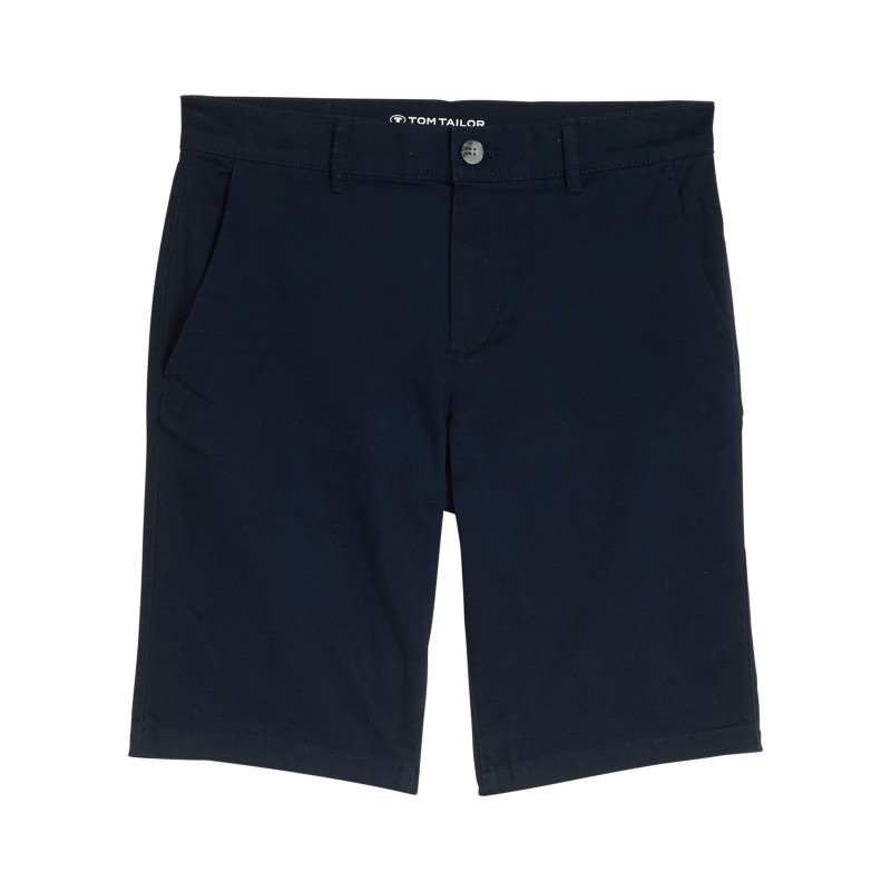 Tom Tailor - Short Chino En Coton Marine Avec Une Coupe Ajustéeet Une Taille Intermédiaire - Bleu Foncé Tom Tailor - Short Chino En Coton Marine Avec Une Coupe Ajustéeet Une Taille Intermédiaire - Bleu Foncé