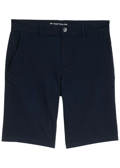Short Chino en coton marine avec une coupe ajustéeet une taille intermédiaire