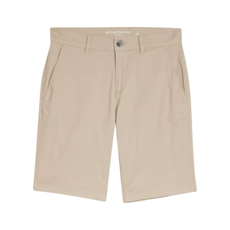 Tom Tailor - Short Chino En Coton Beige Avec Une Coupe Ajustée Et Une Taille Intermédiaire - Beige