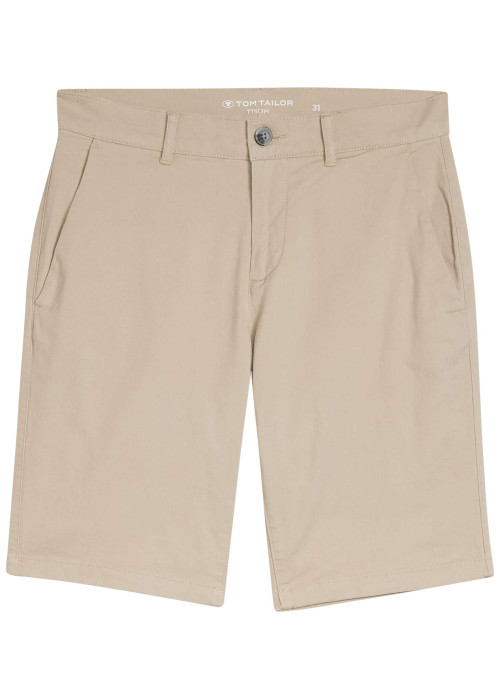 Short Chino en coton beige avec une coupe ajustée et une taille intermédiaire