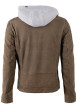 Thumbnail Blouson en cuir de mouton olive uni avec une coupe ajustée et un col à capuche - Image 2