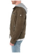 Thumbnail Blouson en cuir de mouton olive uni avec une coupe ajustée et un col à capuche - Image 5
