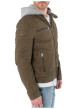 Thumbnail Blouson en cuir de mouton olive uni avec une coupe ajustée et un col à capuche - Image 6