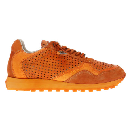 Baskets running en cuir orange à talon plat...