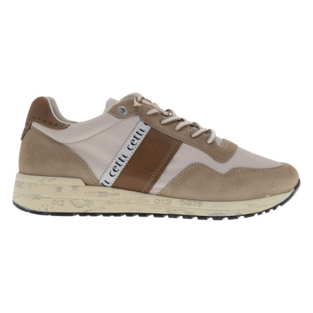 Baskets running en cuir taupe avec des motifs...