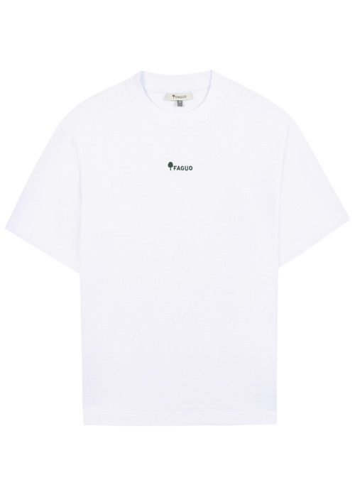 T-shirt en coton blanc uni avec une coupe oversize et un col rond