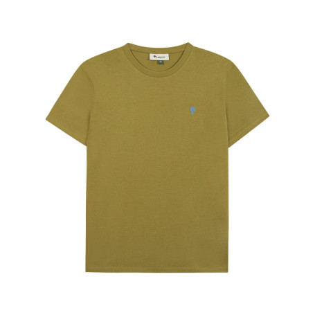 T-shirt en coton kaki uni avec une coupe droite...