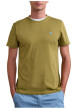Thumbnail T-shirt en coton kaki uni avec une coupe droite et un col rond - Image 3