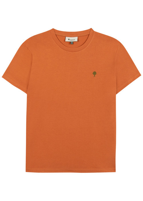 T-shirt en coton orange uni avec une coupe...