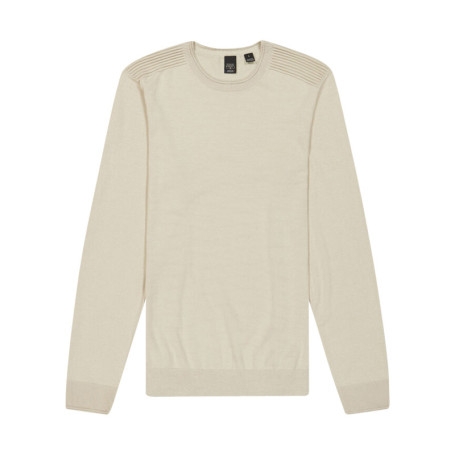Pull en coton beige à coupe droite pourvu d'un...
