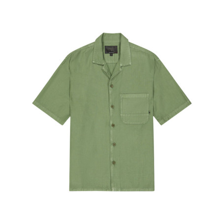Chemise en coton verte à coupe droite pourvue...