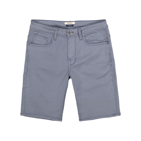 Short 5 poches en coton mélangé bleu gris uni...