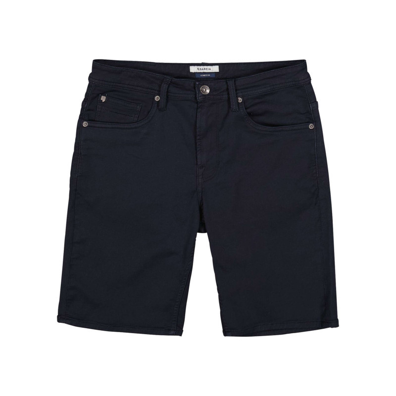 Garcia - Short 5 Poches En Coton Mélangé Bleu Marine Uni Avec Une Coupe Droite - Bleu Foncé