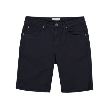 Short 5 poches en coton mélangé bleu marine uni...