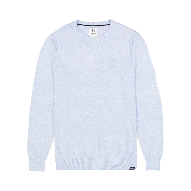 Garcia - Pull En Coton Bleu Ciel Uni Avec Une Coupe Droite Et Un Col Rond - Bleu Clair Garcia - Pull En Coton Bleu Ciel Uni Avec Une Coupe Droite Et Un Col Rond - Bleu Clair