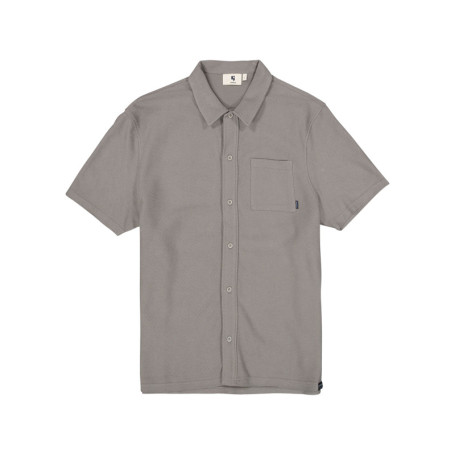 Chemise en coton mélangé taupe unie avec une...