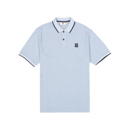 Polo en coton bleu ciel uni avec une coupe...