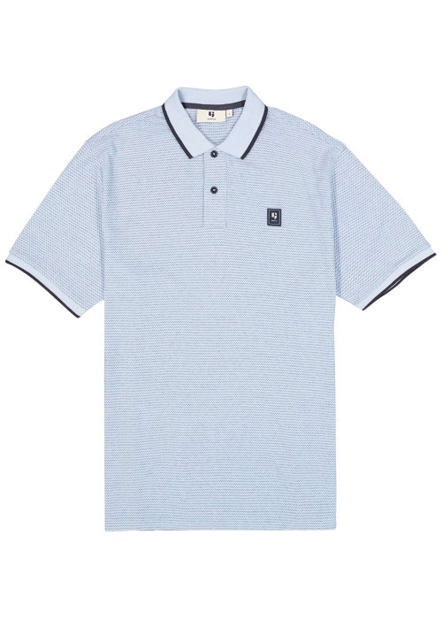 Polo en coton bleu ciel uni avec une coupe droite et un col à revers