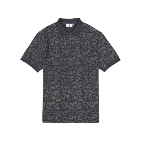 Polo en coton marine à imprimé floral avec une...