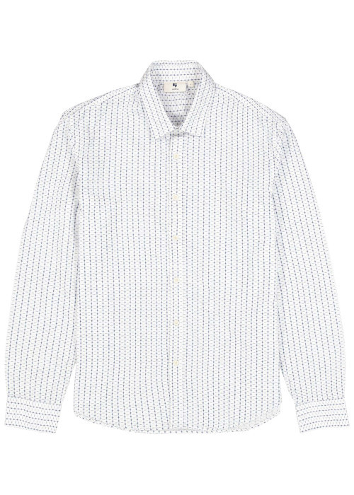Chemise en coton blanche à motifs imprimés avec une coupe droite