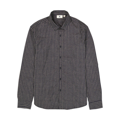 Chemise en coton bleu marine à motifs imprimés...