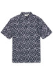 Thumbnail Chemise en coton bleu marine à motifs abstraits imprimés avec une coupe droite