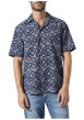 Thumbnail Chemise en coton bleu marine à motifs abstraits imprimés avec une coupe droite - Image 2
