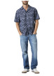 Thumbnail Chemise en coton bleu marine à motifs abstraits imprimés avec une coupe droite - Image 3