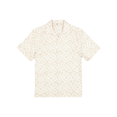 Chemise en coton beige à motifs abstraits...