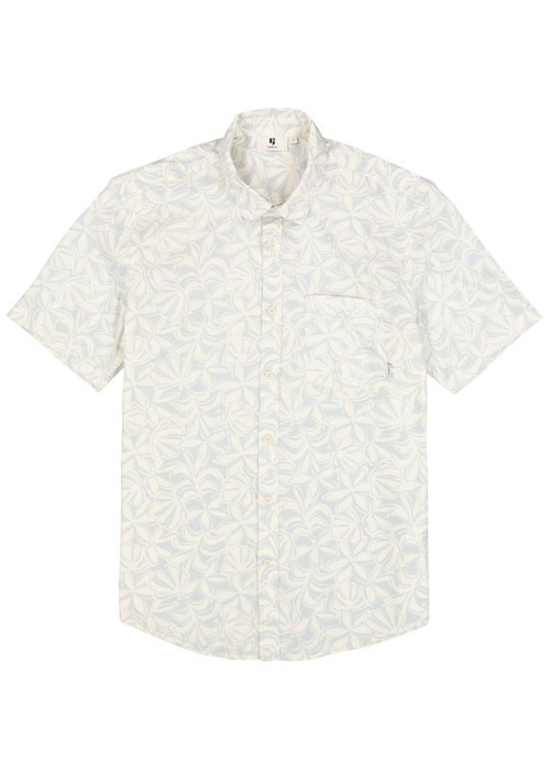 Chemise en coton écrue à imprimé floral avec une coupe droite