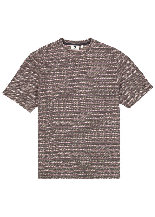 T-shirt kaki structuré à motifs avec une coupe droite et un col rond