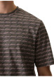 Thumbnail T-shirt kaki structuré à motifs avec une coupe droite et un col rond - Image 5