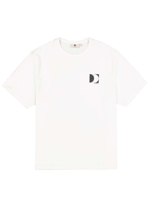 T-shirt en coton blanc uni avec logo imprimé et une coupe droite