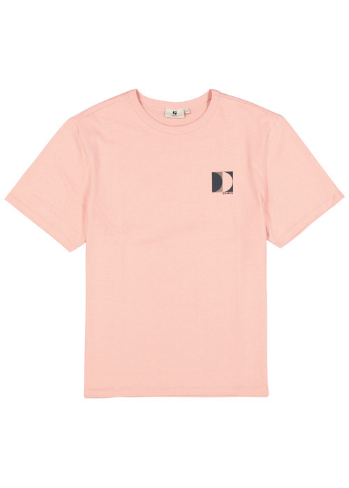 T-shirt en coton rose uni avec logo imprimé et une coupe droite