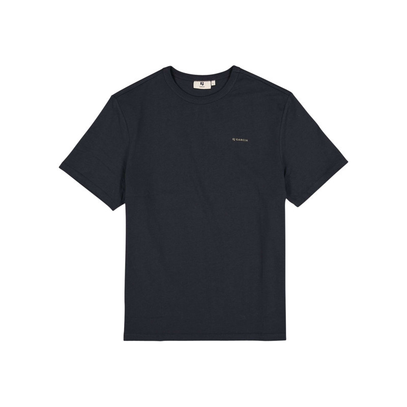 Garcia - T-shirt En Coton Marine Uni Avec Texte Imprimé Et Une Coupe Droite - Bleu Foncé Garcia - T-shirt En Coton Marine Uni Avec Texte Imprimé Et Une Coupe Droite - Bleu Foncé