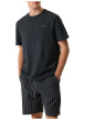 Thumbnail T-shirt en coton marine uni avec texte imprimé et une coupe droite - Image 3