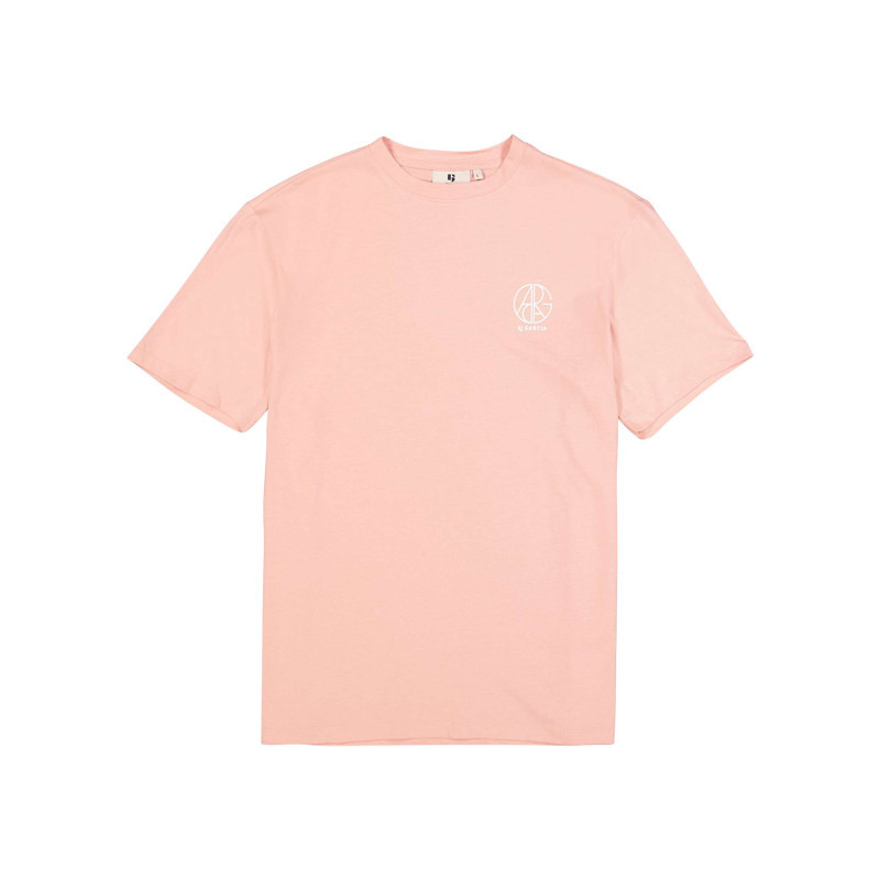Garcia - T-shirt En Coton Rose Uni Pourvu D'un Logo Imprimé Et D'un Col Rond - Rose Garcia - T-shirt En Coton Rose Uni Pourvu D'un Logo Imprimé Et D'un Col Rond - Rose