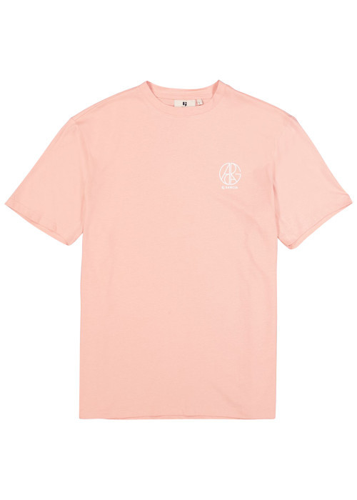 T-shirt en coton rose uni pourvu d'un logo imprimé et d'un col rond